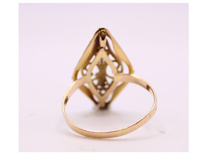 Autre Marque Ring aus Gelbgold 750%oder mit Wasserzeichen, Rautenmuster mit Rubinen und Zirkonoxiden Gold hardware - Ansicht 4