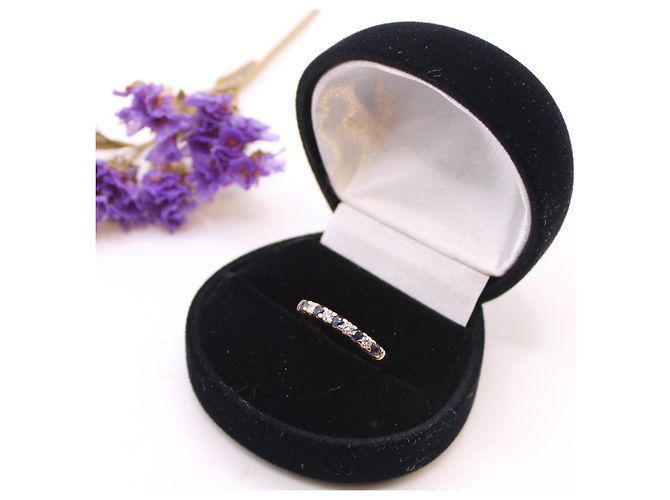 Autre Marque Ring aus Gelbgold 750%o halber Ehering mit Saphir und Diamant Gold hardware - Ansicht 10