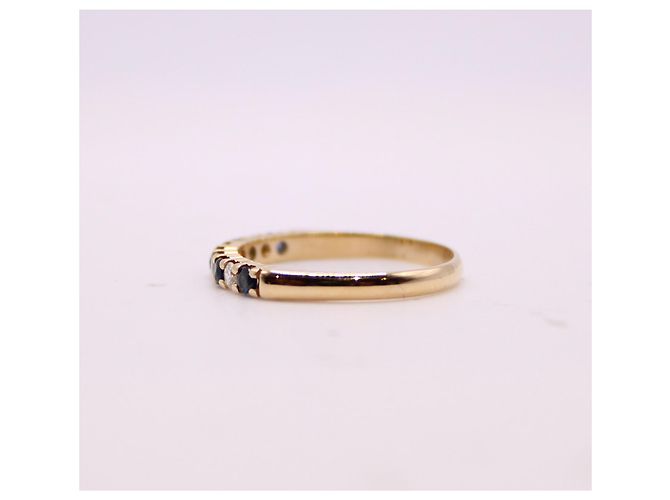 Autre Marque Ring aus Gelbgold 750%o halber Ehering mit Saphir und Diamant Gold hardware - Ansicht 4