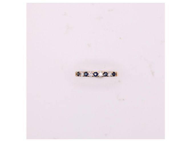 Autre Marque Ring aus Gelbgold 750%o halber Ehering mit Saphir und Diamant Gold hardware - Ansicht 8