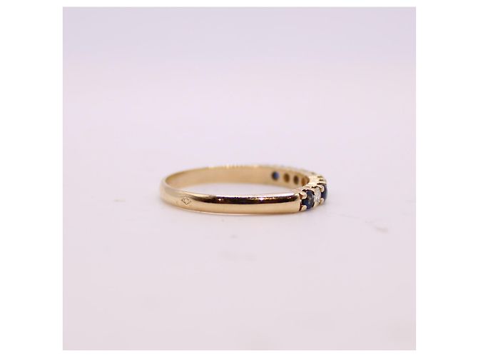 Autre Marque Ring aus Gelbgold 750%o halber Ehering mit Saphir und Diamant Gold hardware - Ansicht 9