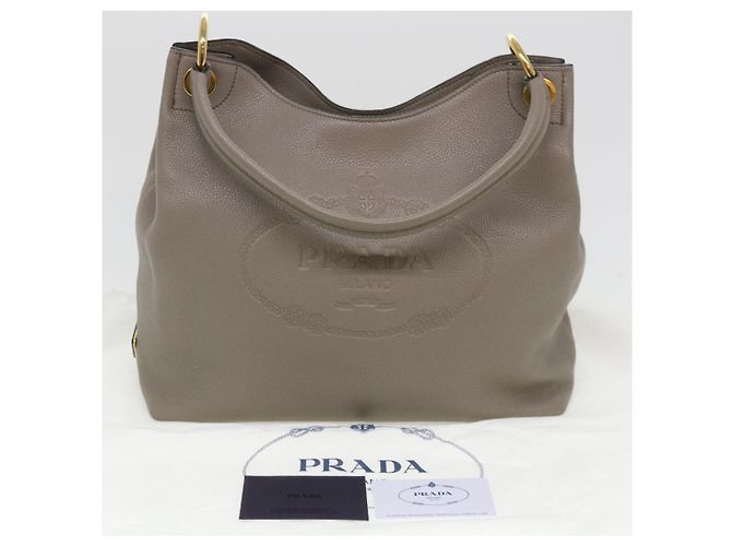 PRADA Umhängetasche Büffelleder Ziegenfell Grau Auth 38439BEIM - Ansicht 12