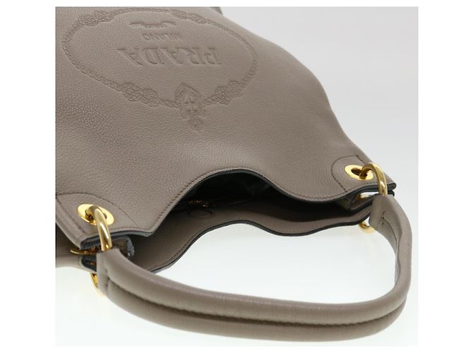 PRADA Umhängetasche Büffelleder Ziegenfell Grau Auth 38439BEIM - Ansicht 6