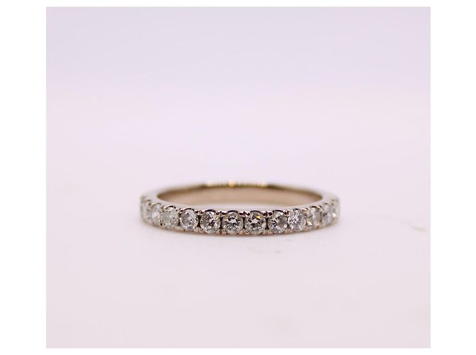 Autre Marque Halbes Ehering-Set 13 Diamanten aus Weißgold 750%O Silber Hardware - Ansicht 6