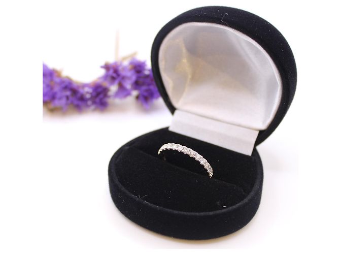 Autre Marque Halbes Ehering-Set 13 Diamanten aus Weißgold 750%O Silber Hardware - Ansicht 8