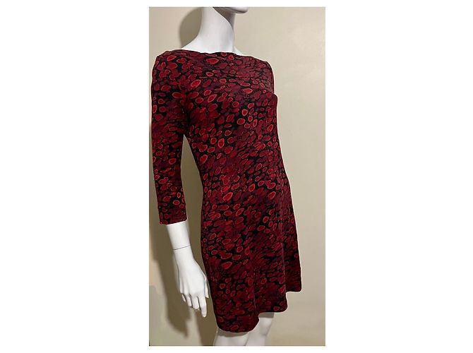 Diane Von Furstenberg Ruri Seidenjersey Kleid Schwarz Bordeaux - Ansicht 2