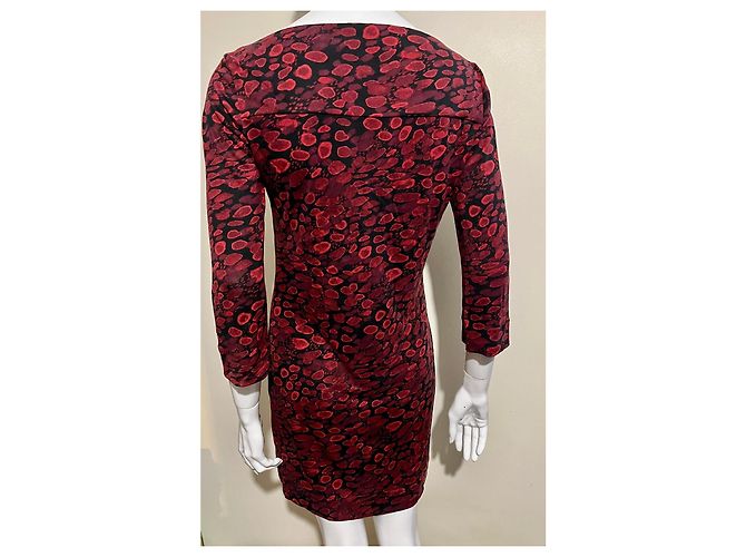 Diane Von Furstenberg Ruri Seidenjersey Kleid Schwarz Bordeaux - Ansicht 3