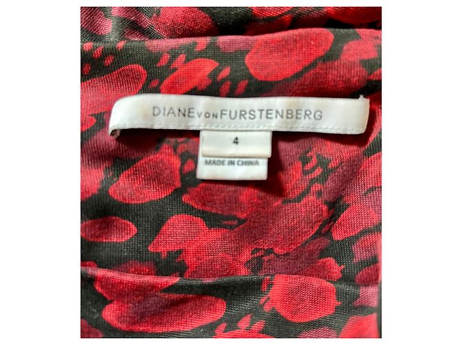 Diane Von Furstenberg Ruri Seidenjersey Kleid Schwarz Bordeaux - Ansicht 4