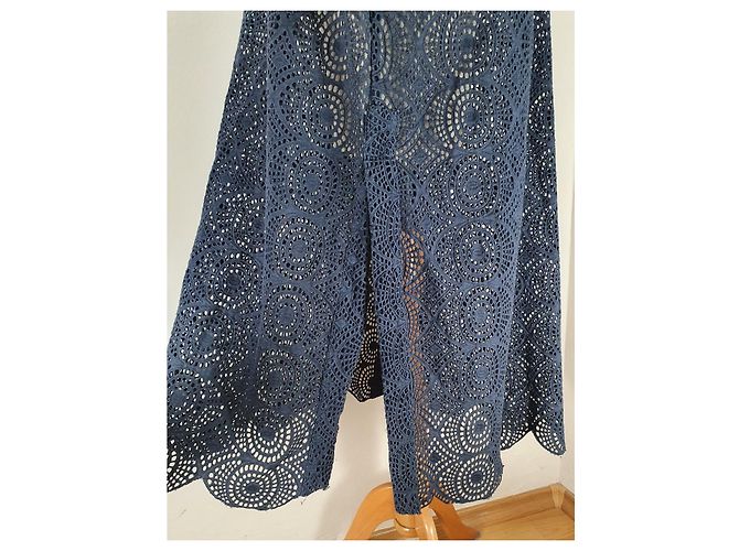 Autre Marque Aiayu Vestido de encaje azul oscuro algodón - vista 4