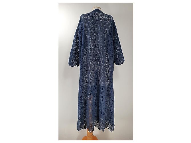Autre Marque Aiayu Vestido de encaje azul oscuro algodón - vista 5