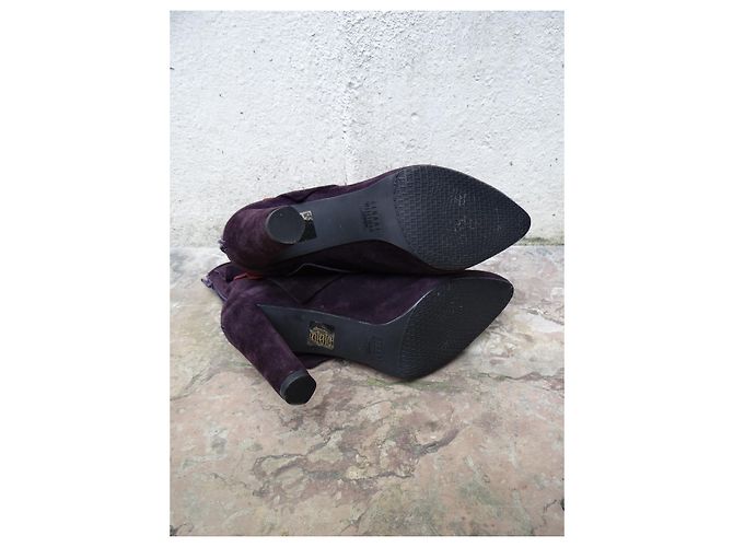 Botas de cano curto Stuart Weitzman em couro roxo escuro bordô Bordeaux - vista 9