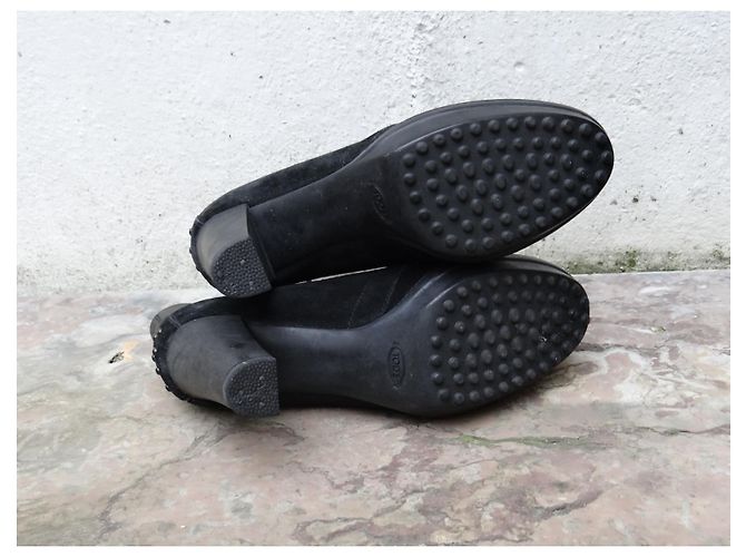 Stivaletti con lacci in pelle nera Tod's Nero - vista 10