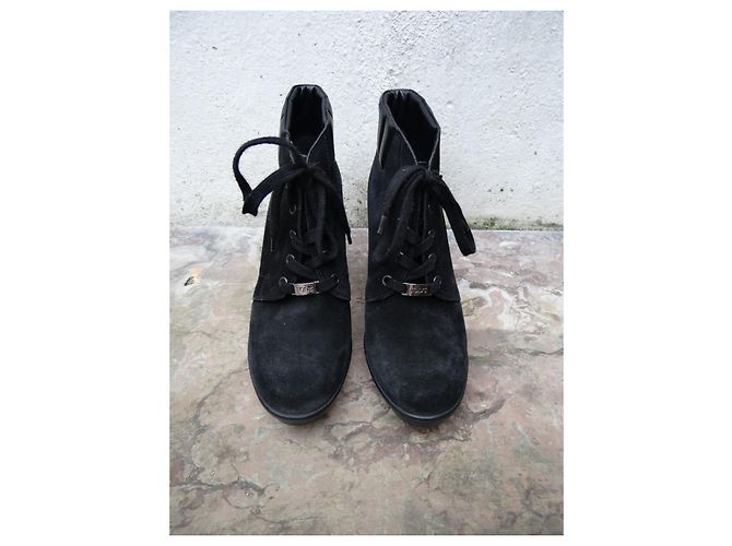 Stivaletti con lacci in pelle nera Tod's Nero - vista 2