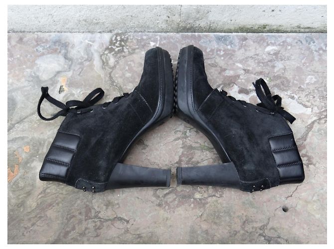Stivaletti con lacci in pelle nera Tod's Nero - vista 6
