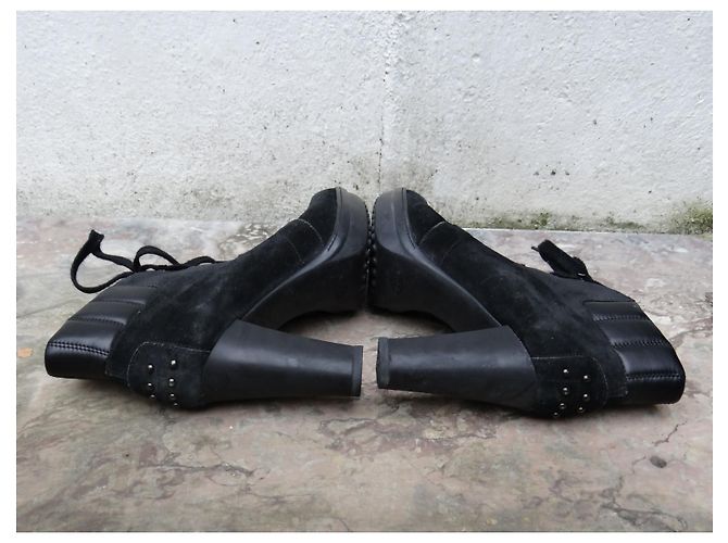 Stivaletti con lacci in pelle nera Tod's Nero - vista 8