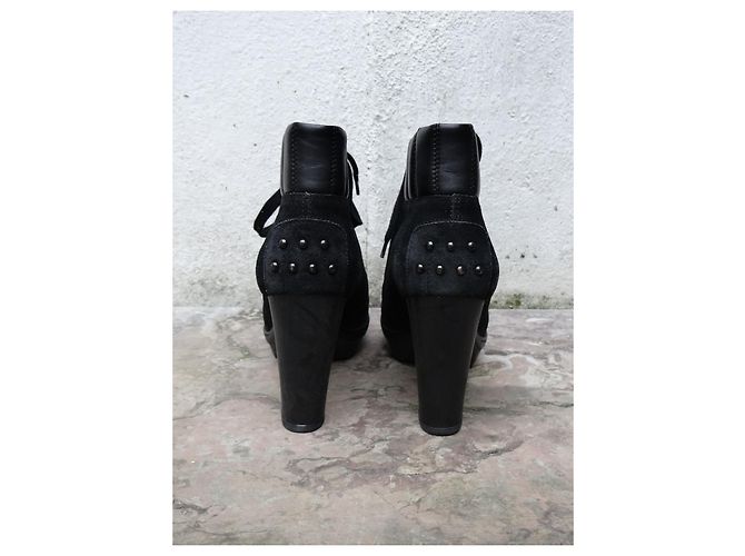 Stivaletti con lacci in pelle nera Tod's Nero - vista 9