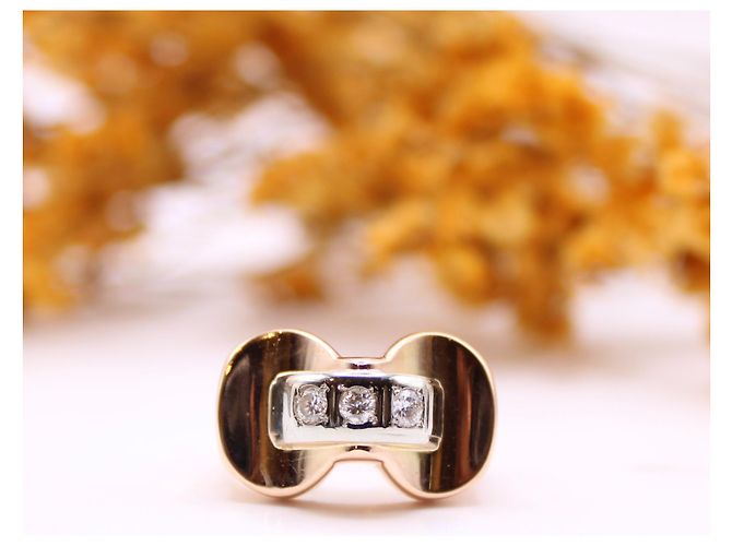 Autre Marque Ring aus Gelbgold 750%o Trilogie der Diamanten Gold hardware - Ansicht 8
