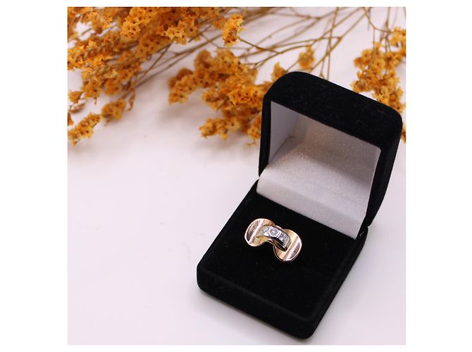 Autre Marque Ring aus Gelbgold 750%o Trilogie der Diamanten Gold hardware - Ansicht 9