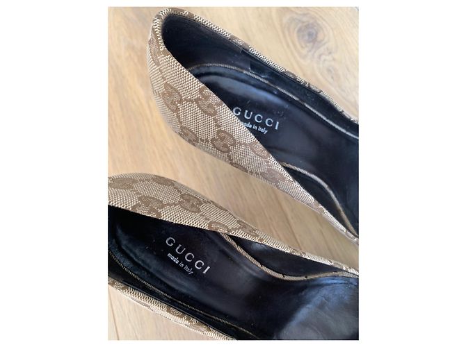 Décolleté Gucci Monogram Marrone Beige - vista 3