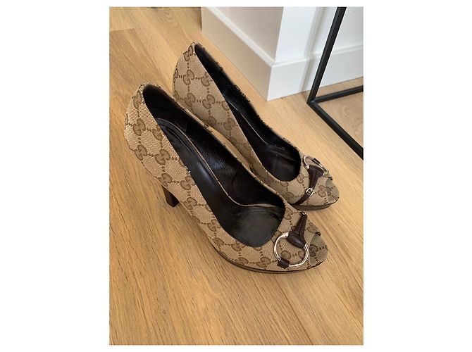 Décolleté Gucci Monogram Marrone Beige - vista 4