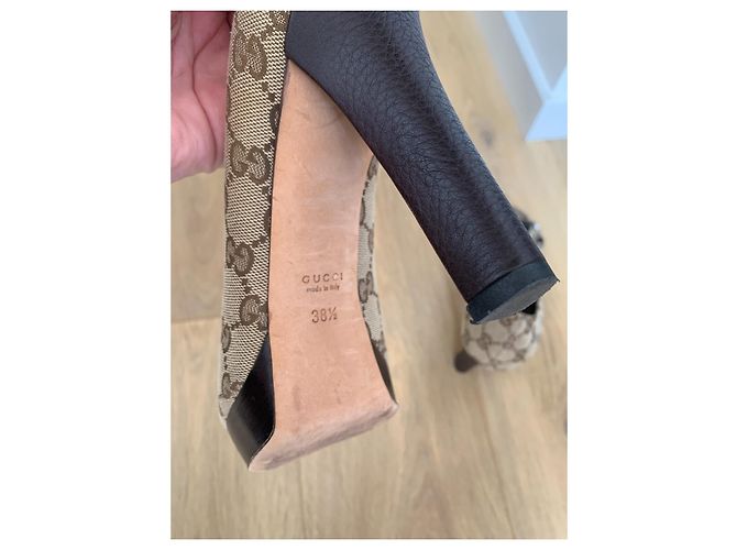 Décolleté Gucci Monogram Marrone Beige - vista 6