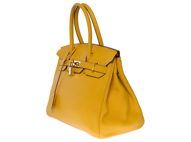 Hermès Borsa Hermes Birkin 30 in Pelle Gialla - 101104 Giallo - vista 4