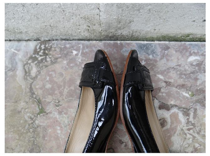 Décolleté Peep Toe Chloé in Vernice Nera Nero - vista 13