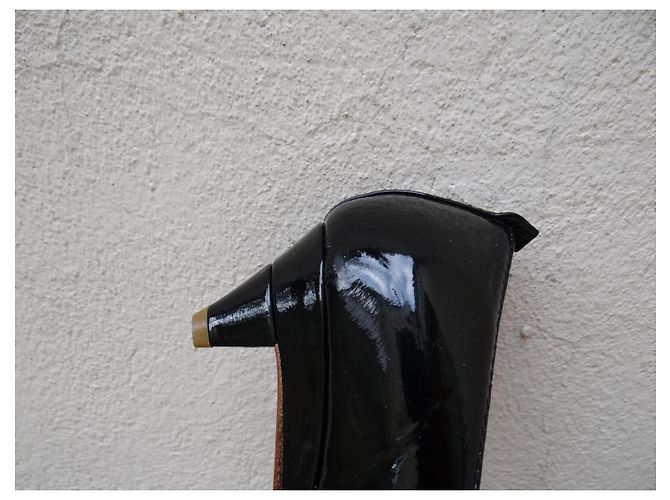 Décolleté Peep Toe Chloé in Vernice Nera Nero - vista 8