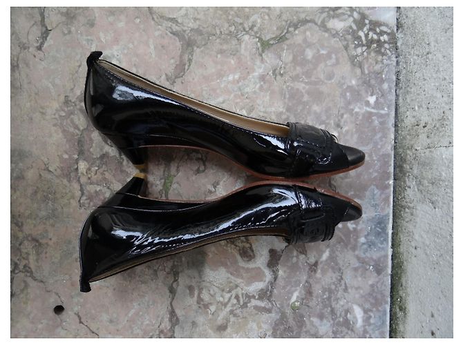 Décolleté Peep Toe Chloé in Vernice Nera Nero - vista 9