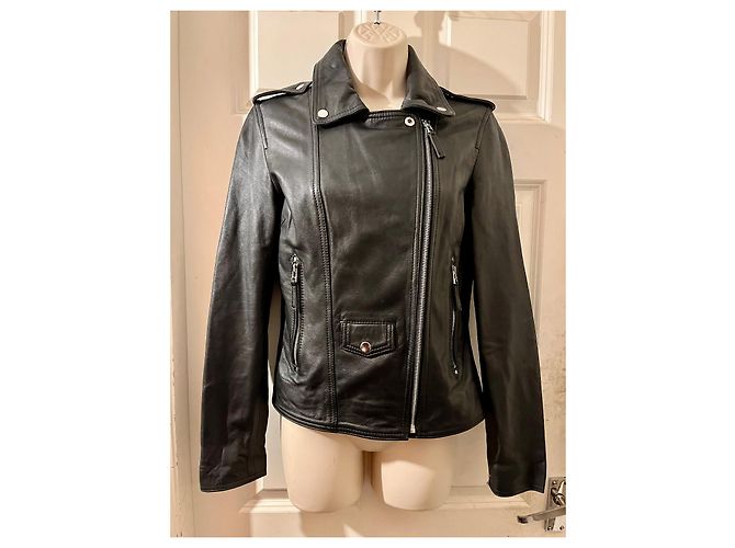 Schwarze Bikerjacke Each X Other Lammnappa - Ansicht 2