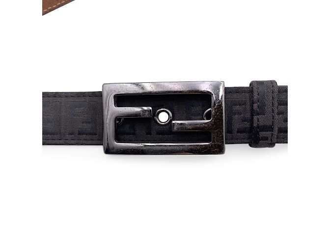 Fendi Schwarzer Monogramm-Zucca-Gürtel, FF-Schnallengröße 80/32 - Ansicht 3