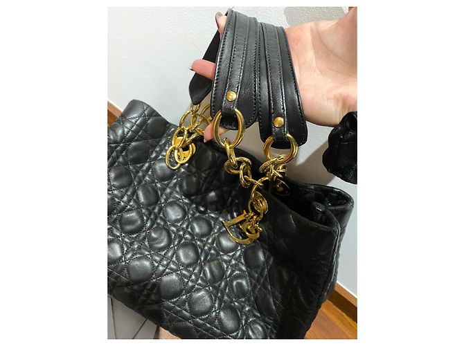 Dior Lady Dior Soft Tragetasche aus schwarzem Lammleder - Ansicht 12