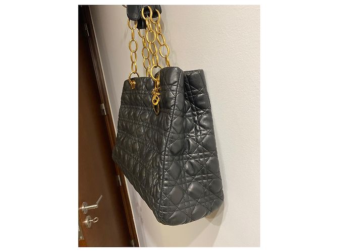 Dior Lady Dior Soft Tragetasche aus schwarzem Lammleder - Ansicht 5