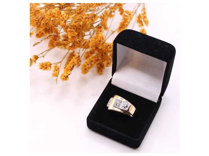 Autre Marque Anello Tank con diamanti in oro giallo 750%O Gold hardware - vista 10