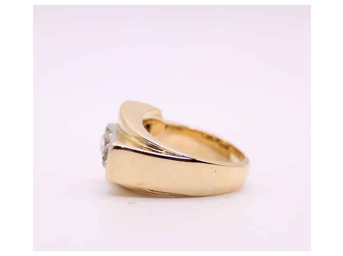 Autre Marque Anello Tank con diamanti in oro giallo 750%O Gold hardware - vista 6