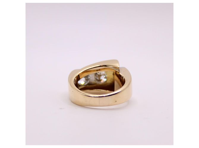 Autre Marque Anello Tank con diamanti in oro giallo 750%O Gold hardware - vista 8