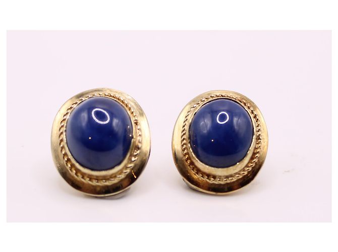 Autre Marque Orecchini in oro giallo con zaffiro a stella 750%O Blu Gold hardware - vista 3