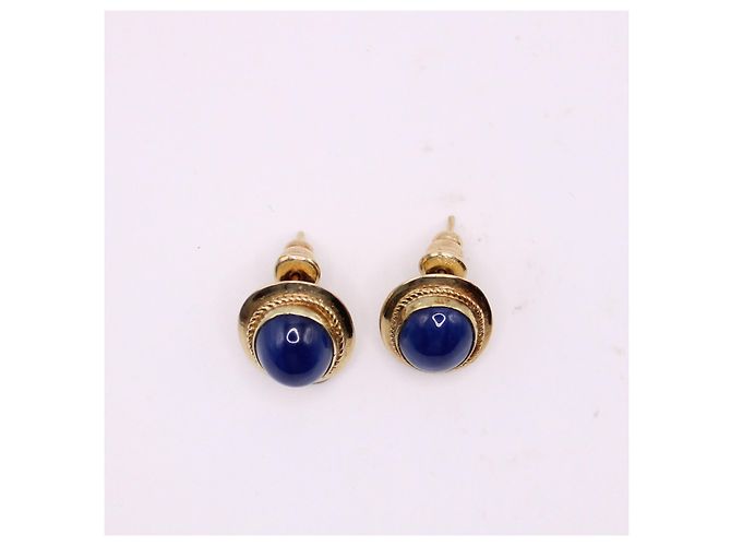 Autre Marque Orecchini in oro giallo con zaffiro a stella 750%O Blu Gold hardware - vista 4