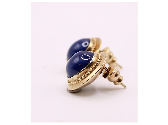 Autre Marque Orecchini in oro giallo con zaffiro a stella 750%O Blu Gold hardware - vista 5