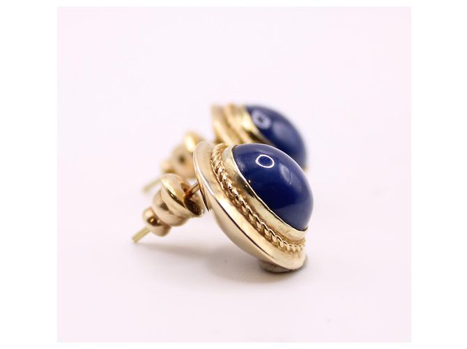 Autre Marque Orecchini in oro giallo con zaffiro a stella 750%O Blu Gold hardware - vista 6
