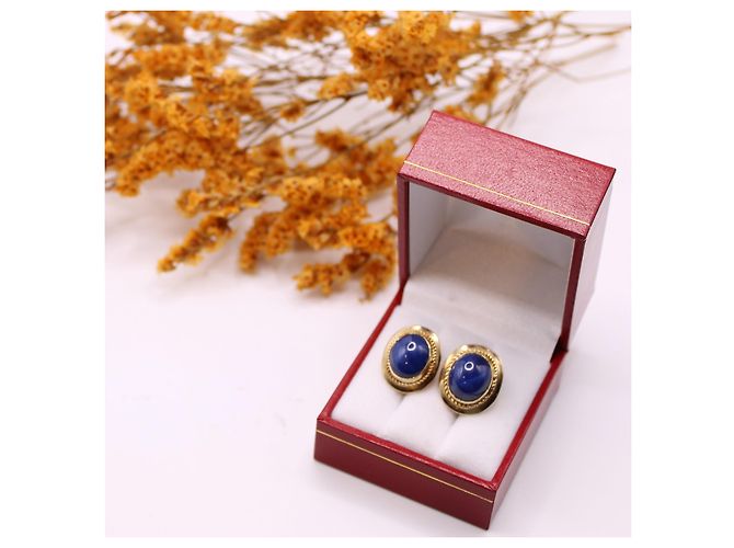 Autre Marque Orecchini in oro giallo con zaffiro a stella 750%O Blu Gold hardware - vista 9