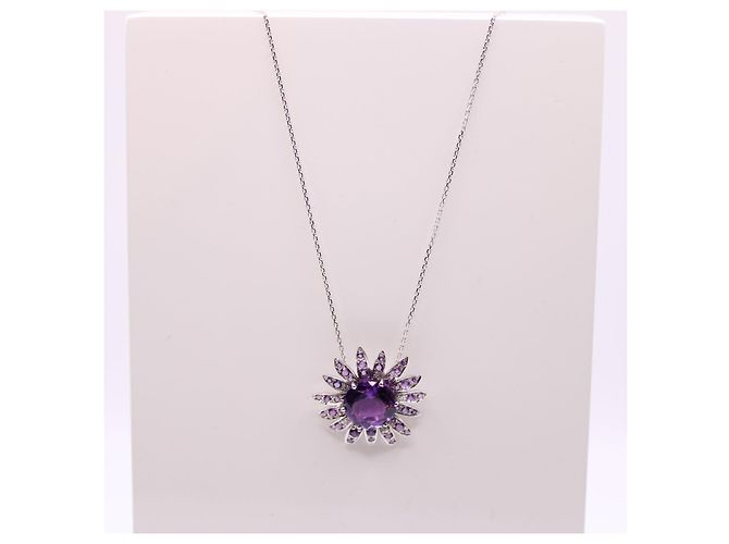 Collana Mauboussin "Notti malva" in oro bianco 750%o e ametista Silver hardware Viola scuro - vista 2