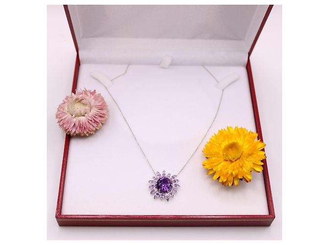 Collana Mauboussin "Notti malva" in oro bianco 750%o e ametista Silver hardware Viola scuro - vista 6