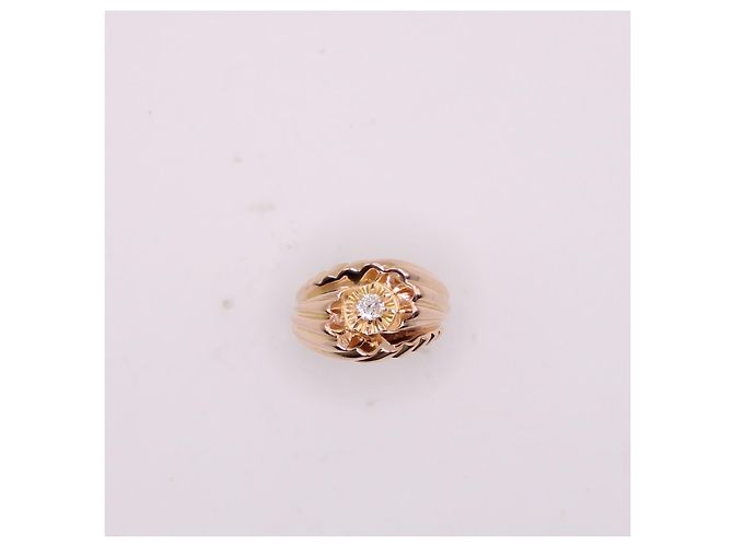 Autre Marque Wirbelförmiger Ring mit Diamant aus Gelbgold 750%O Gold hardware - Ansicht 4