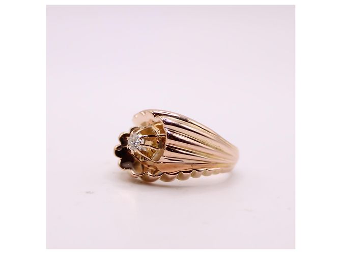 Autre Marque Wirbelförmiger Ring mit Diamant aus Gelbgold 750%O Gold hardware - Ansicht 5