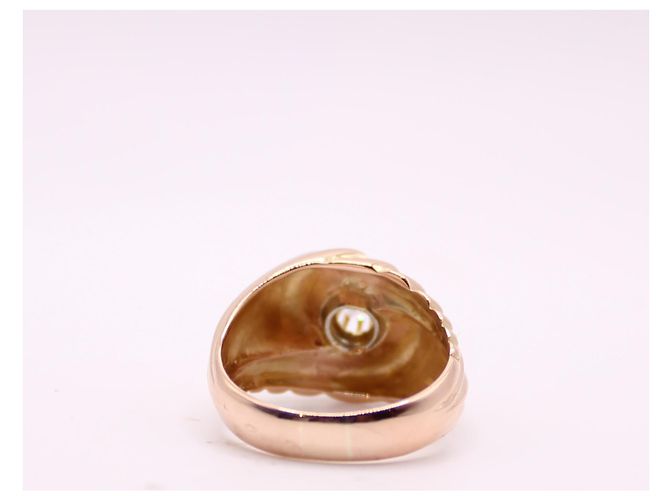 Autre Marque Wirbelförmiger Ring mit Diamant aus Gelbgold 750%O Gold hardware - Ansicht 7