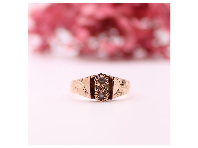 Autre Marque Ring mit feinen roségoldenen Perlen 750%o Zeit Napoleons III Gold hardware - Ansicht 2