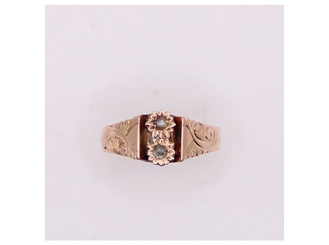 Autre Marque Ring mit feinen roségoldenen Perlen 750%o Zeit Napoleons III Gold hardware - Ansicht 3