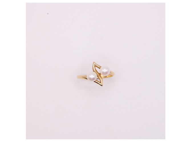 Autre Marque Anello Toi&moi con perle coltivate in oro giallo 750%O Bianco Gold hardware - vista 4