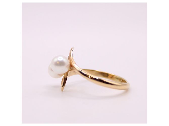 Autre Marque Anello Toi&moi con perle coltivate in oro giallo 750%O Bianco Gold hardware - vista 6